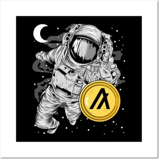 Astronaut Reaching Algorand ALGO Coin To The Moon Crypto Token Cryptocurrency Wallet Birthday Gift For Men Women Posters and Art